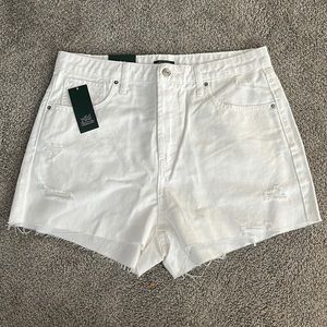 White High Waisted Jean Shorts